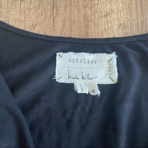 Artelier By Nicole Miller 006082 size 10 black/white dress with draped cowl neck - Picture 5 of 8